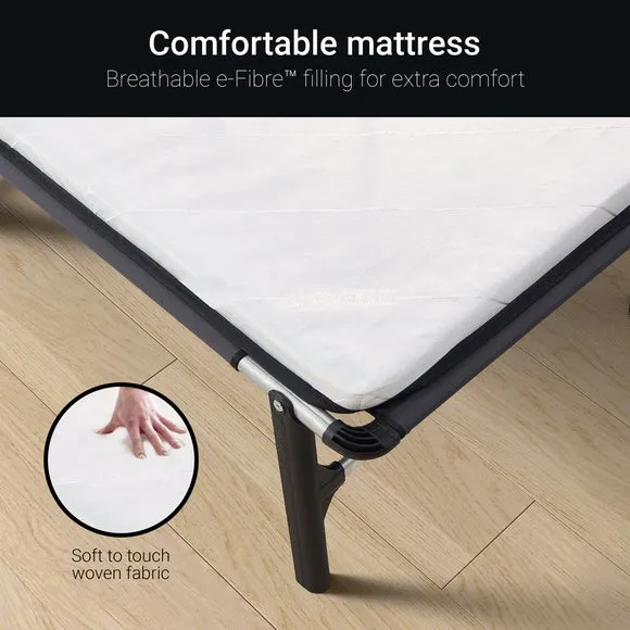 Compact Folding Bed with Mattress - White, Metal