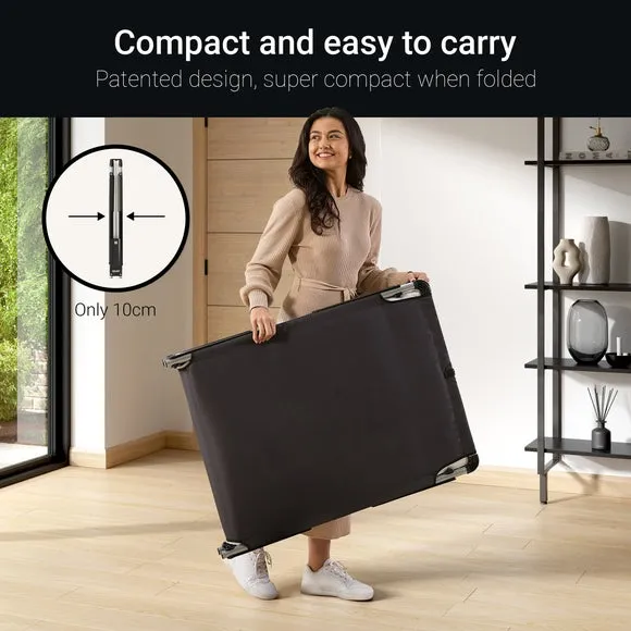 Compact Folding Bed with Mattress - White, Metal