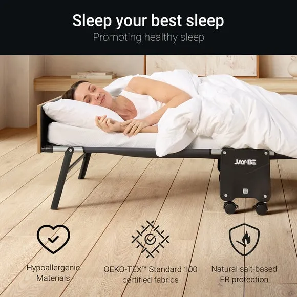 Double Folding Bed with Mattress - White, Steel