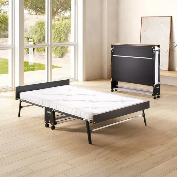 Double Folding Bed with Mattress - White, Steel