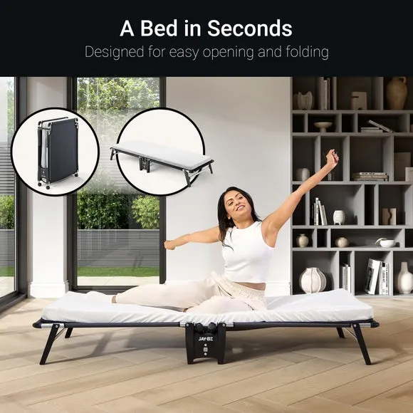 Folding Bed with e-Fibre Mattress - White