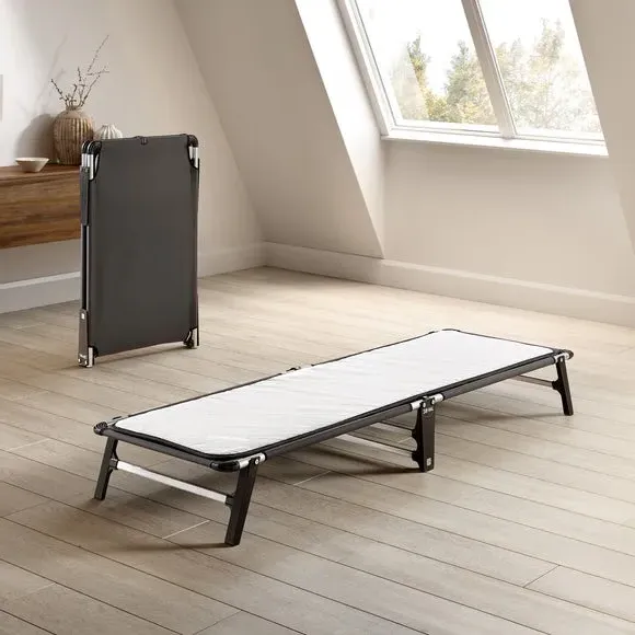 Folding Bed with Mattress Pad - White, Steel image