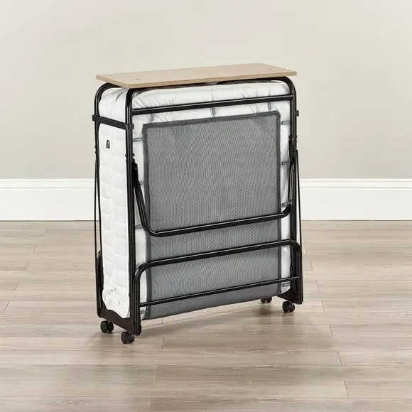 Folding Bed with Pocket Springs - Black, Metal