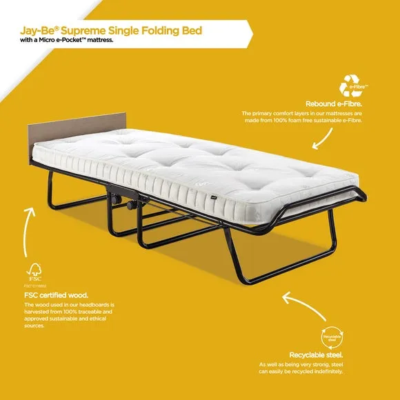 Folding Bed with Pocket Springs - Black, Metal