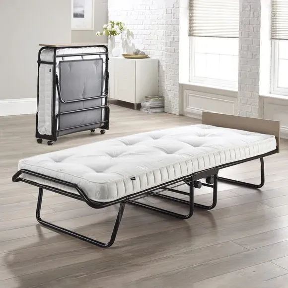 Folding Bed with Pocket Springs - Black, Metal image
