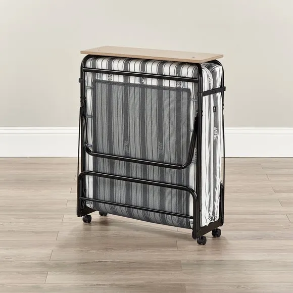 Folding Bed with Sprung Base - Black, Steel
