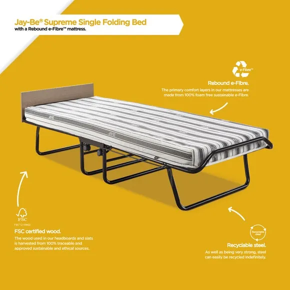 Folding Bed with Sprung Base - Black, Steel