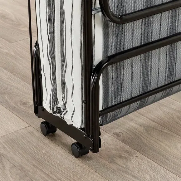 Folding Bed with Sprung Base - Black, Steel