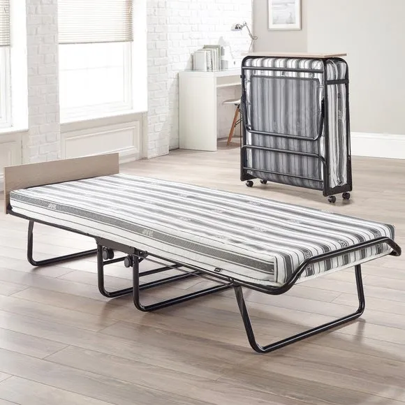 Folding Bed with Sprung Base - Black, Steel image