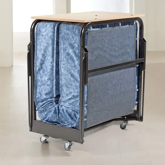 Folding Guest Bed with Mattress - Black, Metal