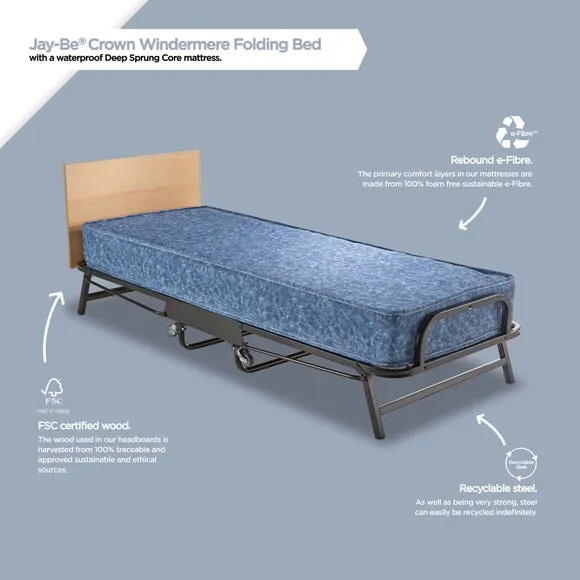 Folding Guest Bed with Mattress - Black, Metal