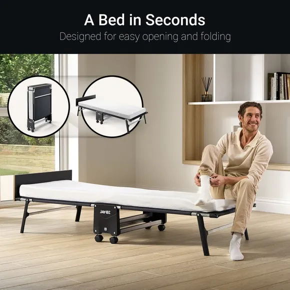 Rollaway Folding Bed with Memory Foam - White