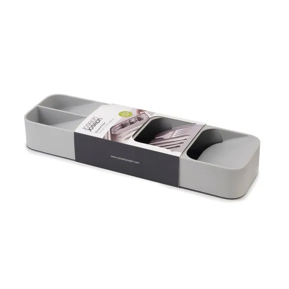 Compact Cutlery Organiser - Grey, Plastic