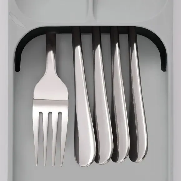 Compact Cutlery Organiser - Grey, Plastic