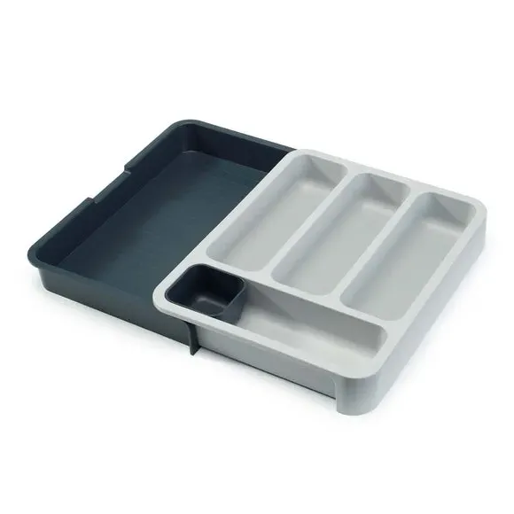 Expandable Cutlery Tray with Storage - Grey image