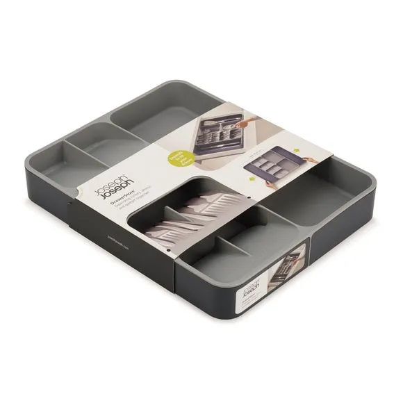 Expanding Drawer Organiser with Compartments - Grey