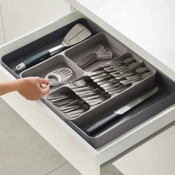 Expanding Drawer Organiser with Compartments - Grey image