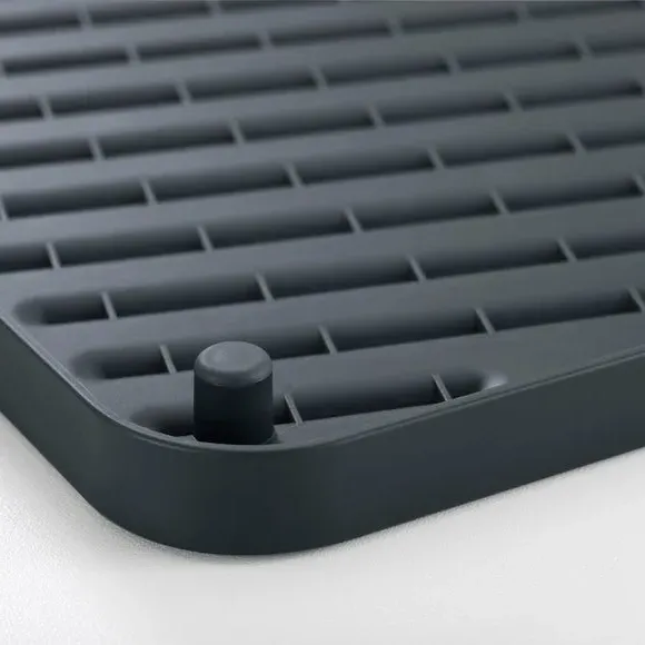 Flip-Up Draining Board with Plate Rack - Grey