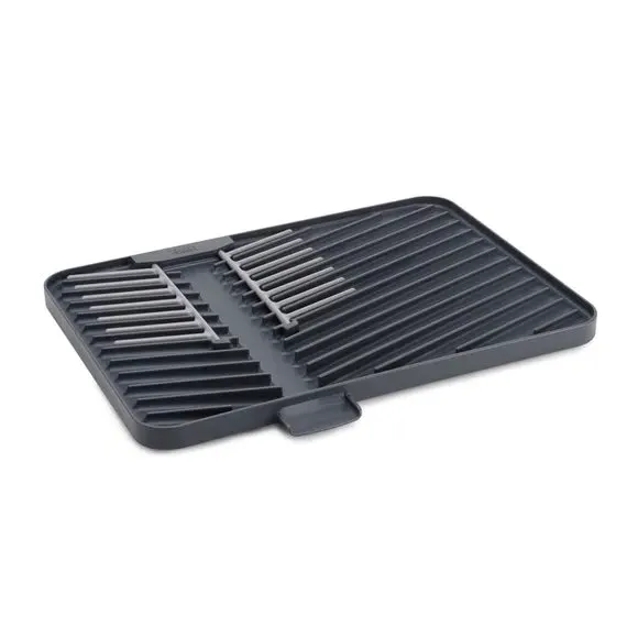 Flip-Up Draining Board with Plate Rack - Grey