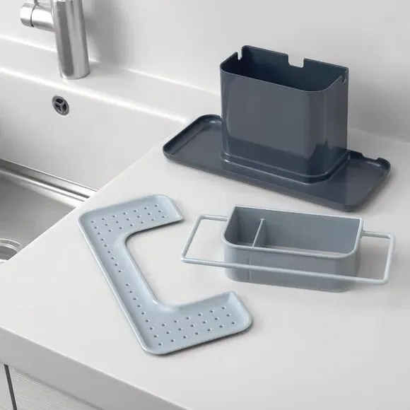 Large Kitchen Caddy with Drainage - Grey