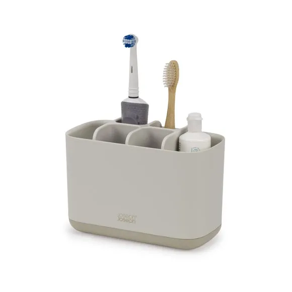 Large Toothbrush Caddy - Ecru, Stainless Steel