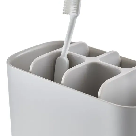 Large Toothbrush Caddy - Ecru, Stainless Steel