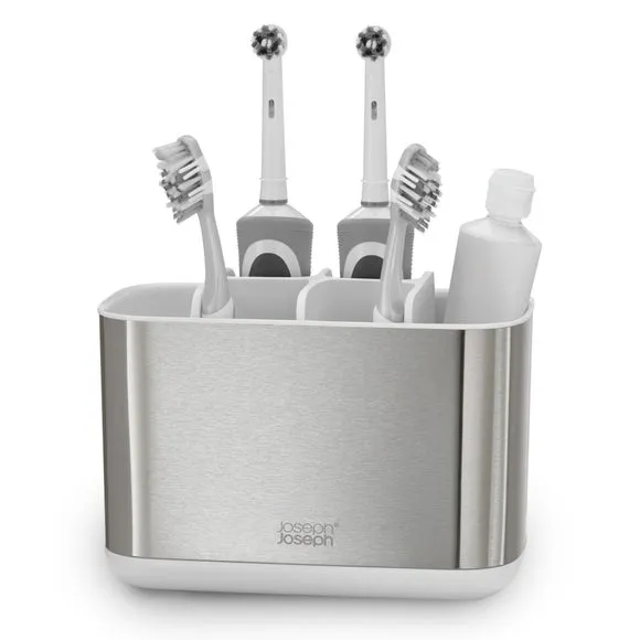 Large Toothbrush Caddy - Grey, Stainless Steel
