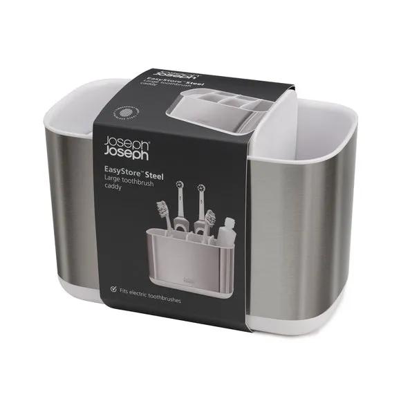Large Toothbrush Caddy - Grey, Stainless Steel