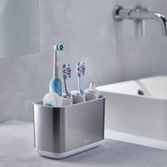 Large Toothbrush Caddy - Grey, Stainless Steel