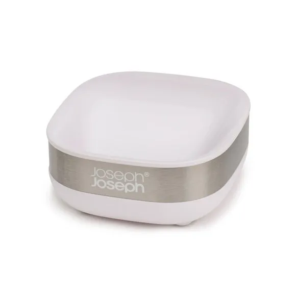 Slim Soap Dish with Drainage - White, Steel