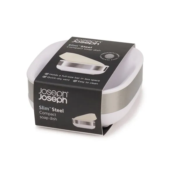 Slim Soap Dish with Drainage - White, Steel