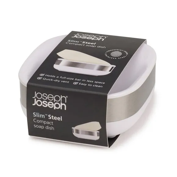 Slim Soap Dish with Drainage - White, Steel