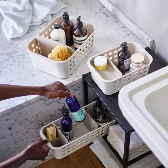 Storage Basket with Removable Tray - Ecru