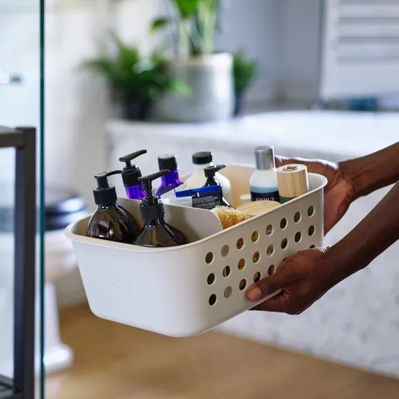 Storage Basket with Removable Tray - Ecru