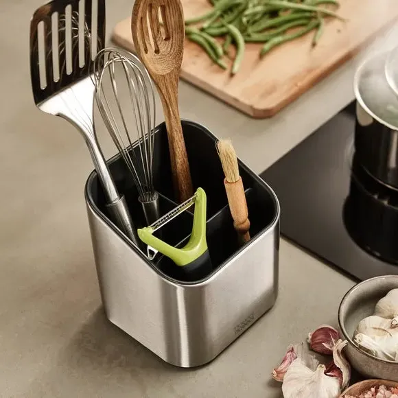 Tiered Utensil Pot - Grey, Stainless Steel image