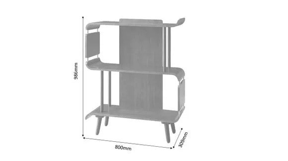Curved Bookshelf with 3 Shelves - Walnut, Wood