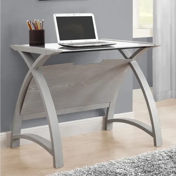 Curved Desk with Modesty Panel - Grey, Wood image