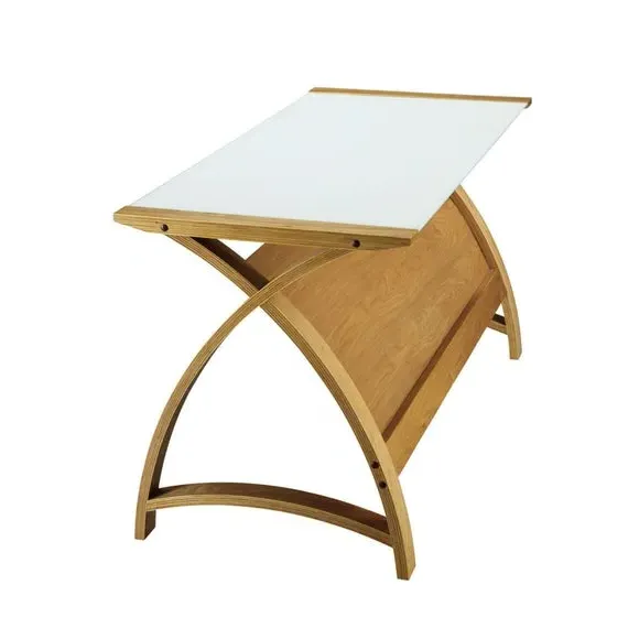 Curved Desk with Modesty Panel - Oak, Wood
