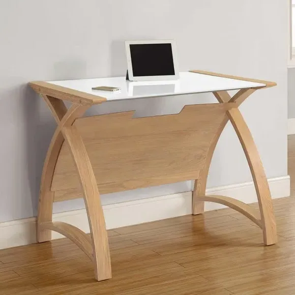 Curved Desk with Modesty Panel - Oak, Wood