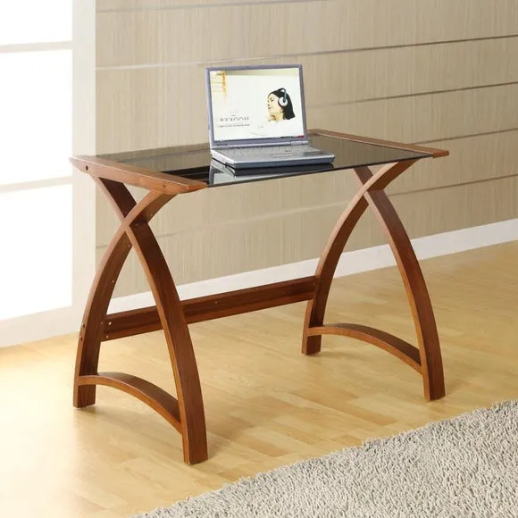 Curved Desk with Modesty Panel - Walnut, Wood