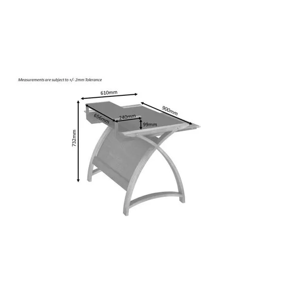Curved Desk with Monitor Shelf - Oak, Wood Veneer