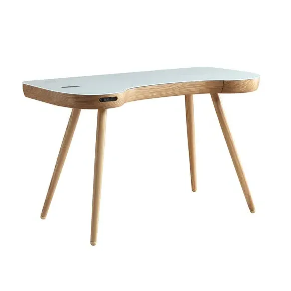 Curved Smart Desk with Wireless Charging - Oak