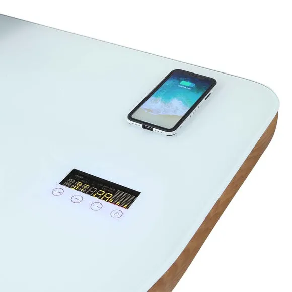 Curved Smart Desk with Wireless Charging - Oak