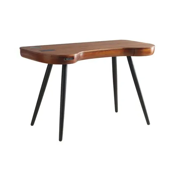 Curved Smart Desk with Wireless Charging - Walnut