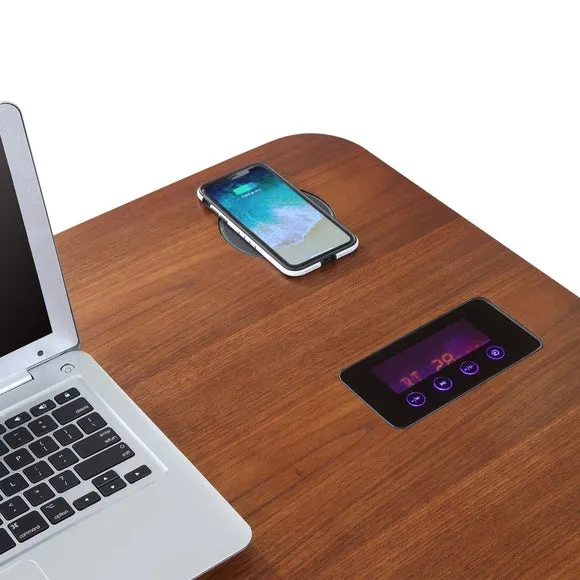 Curved Smart Desk with Wireless Charging - Walnut