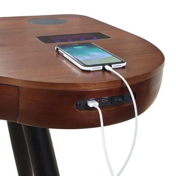 Curved Smart Desk with Wireless Charging - Walnut