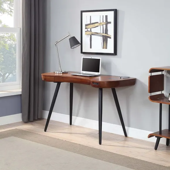Curved Smart Desk with Wireless Charging - Walnut