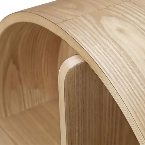 Curved Wall Shelf with Open Storage - Oak