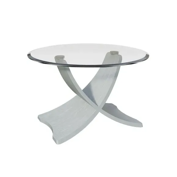 Round Coffee Table Curved Design - Grey, Glass