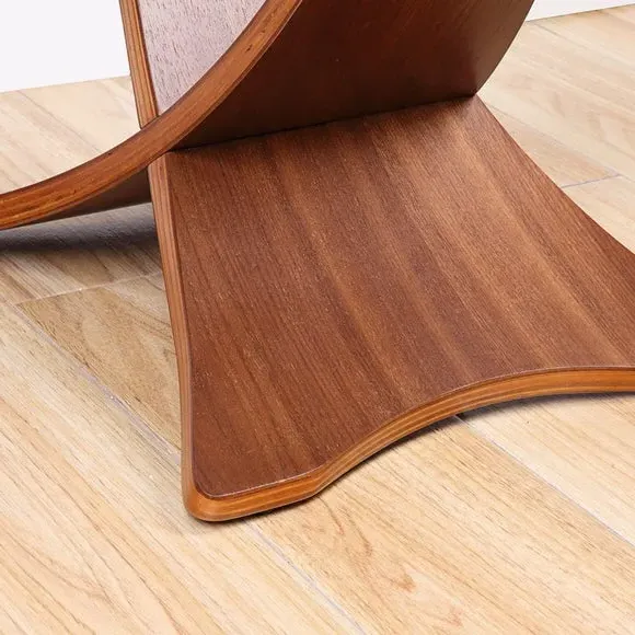 Round Coffee Table Curved Design - Walnut, Glass